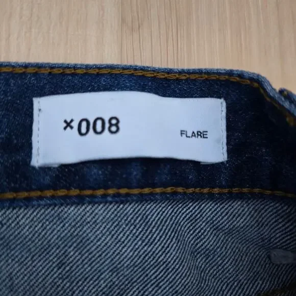 COLLUSION X008 Y2K Extreme Bleach Flare Jeans In Mid Blue Womens US Size 12 - Picture 5 of 12